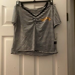 Black & white crop top. Says “happy”. NWT